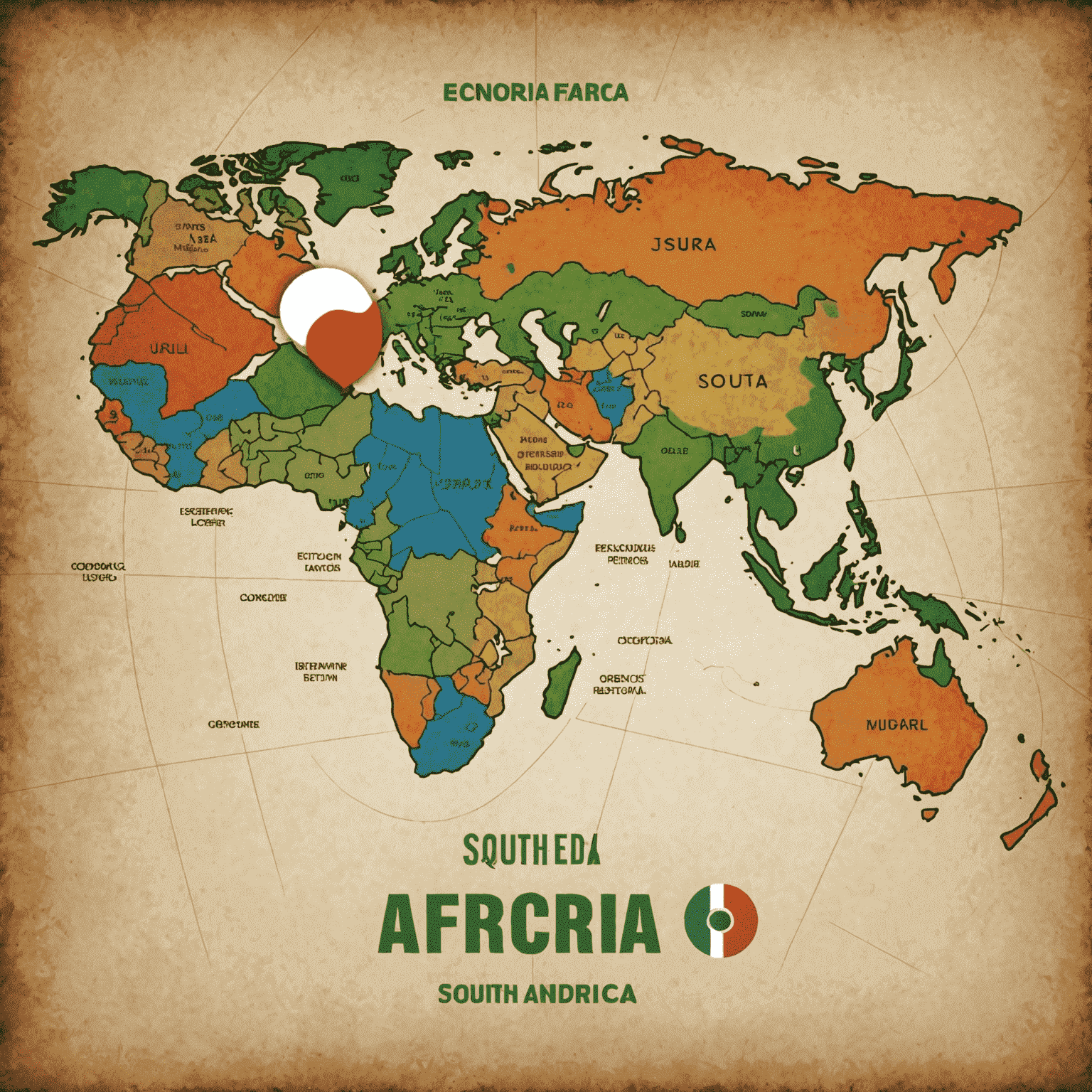 Illustration of a world map with economic indicators showing global trends impacting South Africa